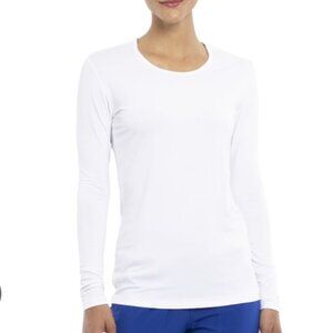 Cherokee Classic Stretch White Long Sleeve Knit Underscrub Shirt Top